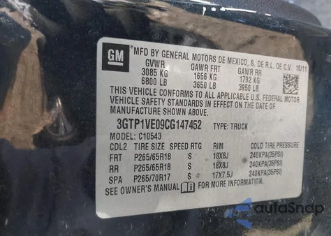 2012 GMC Sierra 1500 Sle z USA, uszkodzony, nr VIN 3GTP1VE09CG147452